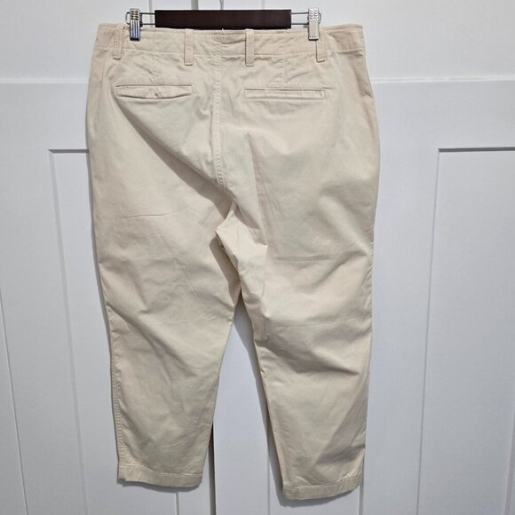 GAP Womens Downtown Khaki Flat Front Light Wash Cream Chinos Tapered Leg 16P - Picture 6 of 9